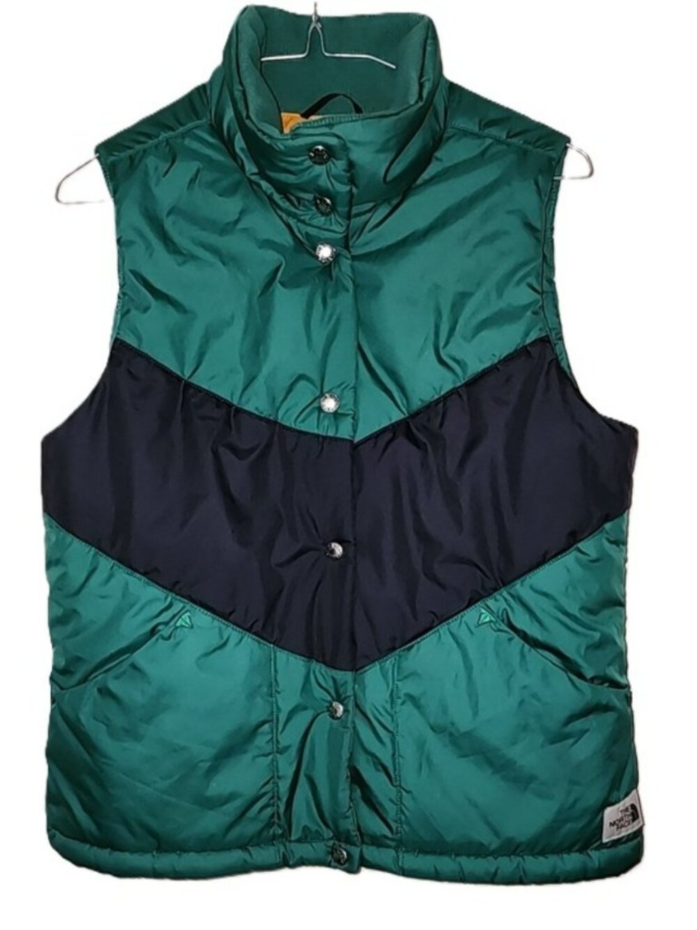 The North Face Women's Sylvester Vest Green Blue Retro Chevron Puffer Sz Small